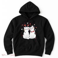 Cute Cats Kittens & Hearts Valentines Day Gift Hoodie thumb 0