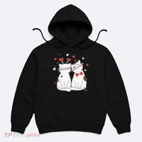 Cute Cats Kittens & Hearts Valentines Day Gift Hoodie thumb 0