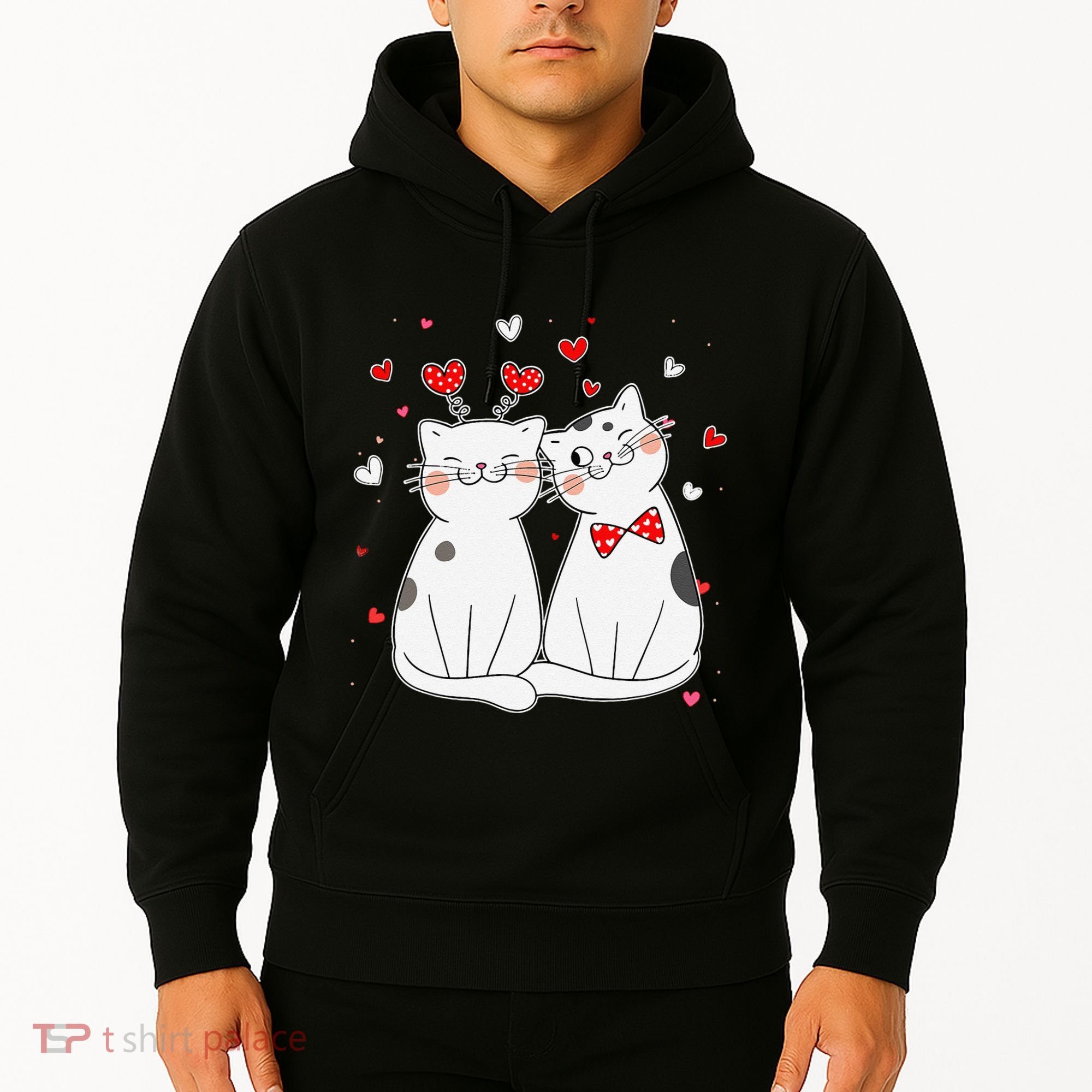 Cute Cats Kittens & Hearts Valentines Day Gift Hoodie
