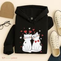Cute Cats Kittens & Hearts Valentines Day Gift Hoodie thumb 4