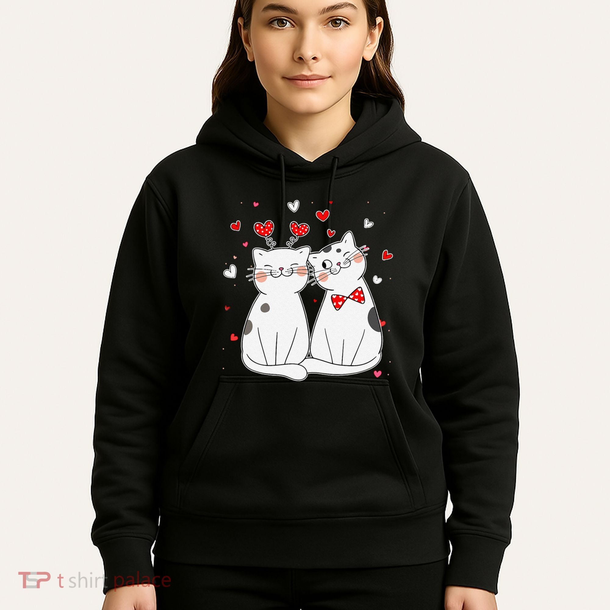 Cute Cats Kittens & Hearts Valentines Day Gift Hoodie
