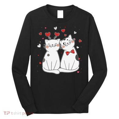 Cute Cats Kittens & Hearts Valentines Day Gift Long Sleeve Shirt
