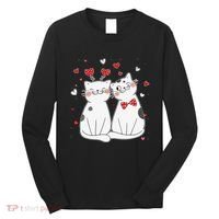 Cute Cats Kittens & Hearts Valentines Day Gift Long Sleeve Shirt thumb 0