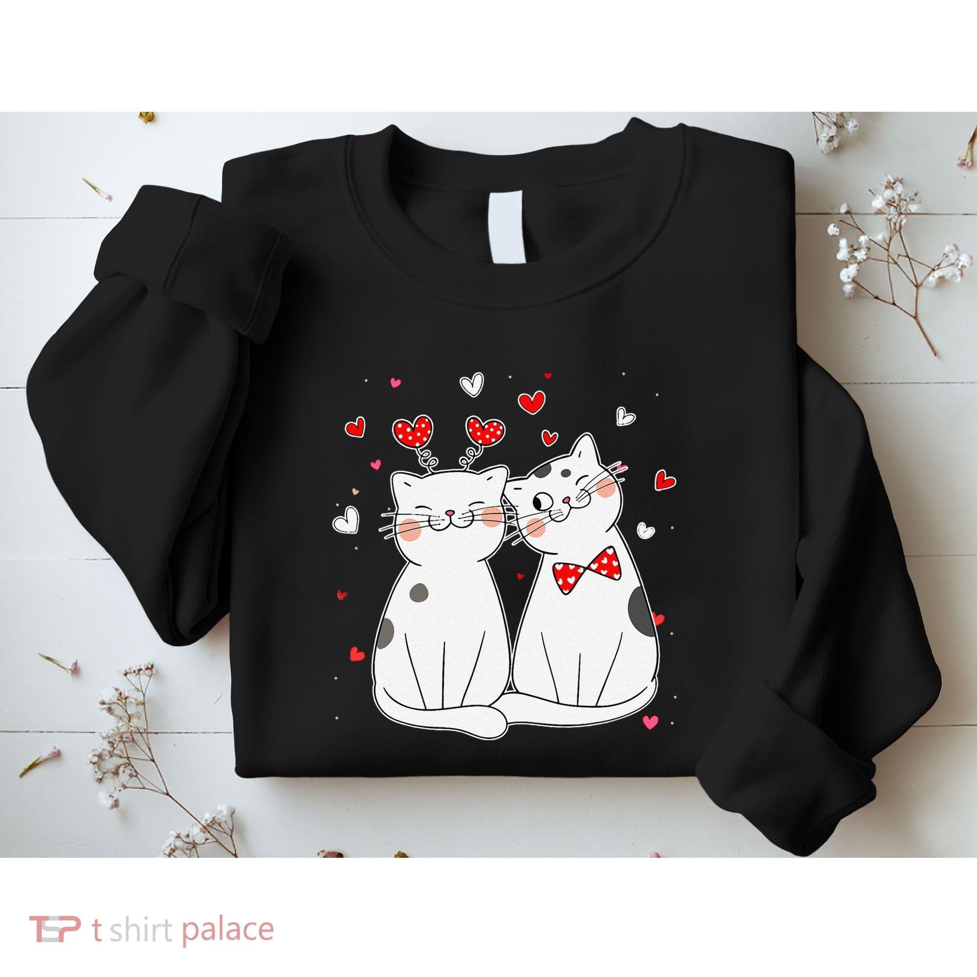 Cute Cats Kittens & Hearts Valentines Day Gift Sweatshirt