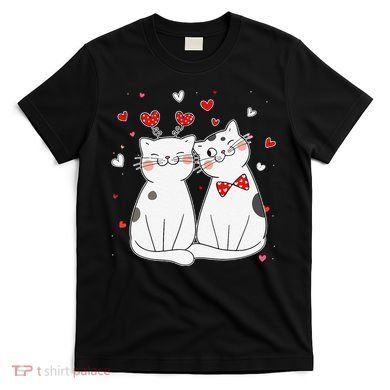 Cute Cats Kittens & Hearts Valentines Day Gift T-Shirt