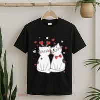 Cute Cats Kittens & Hearts Valentines Day Gift T-Shirt thumb 2