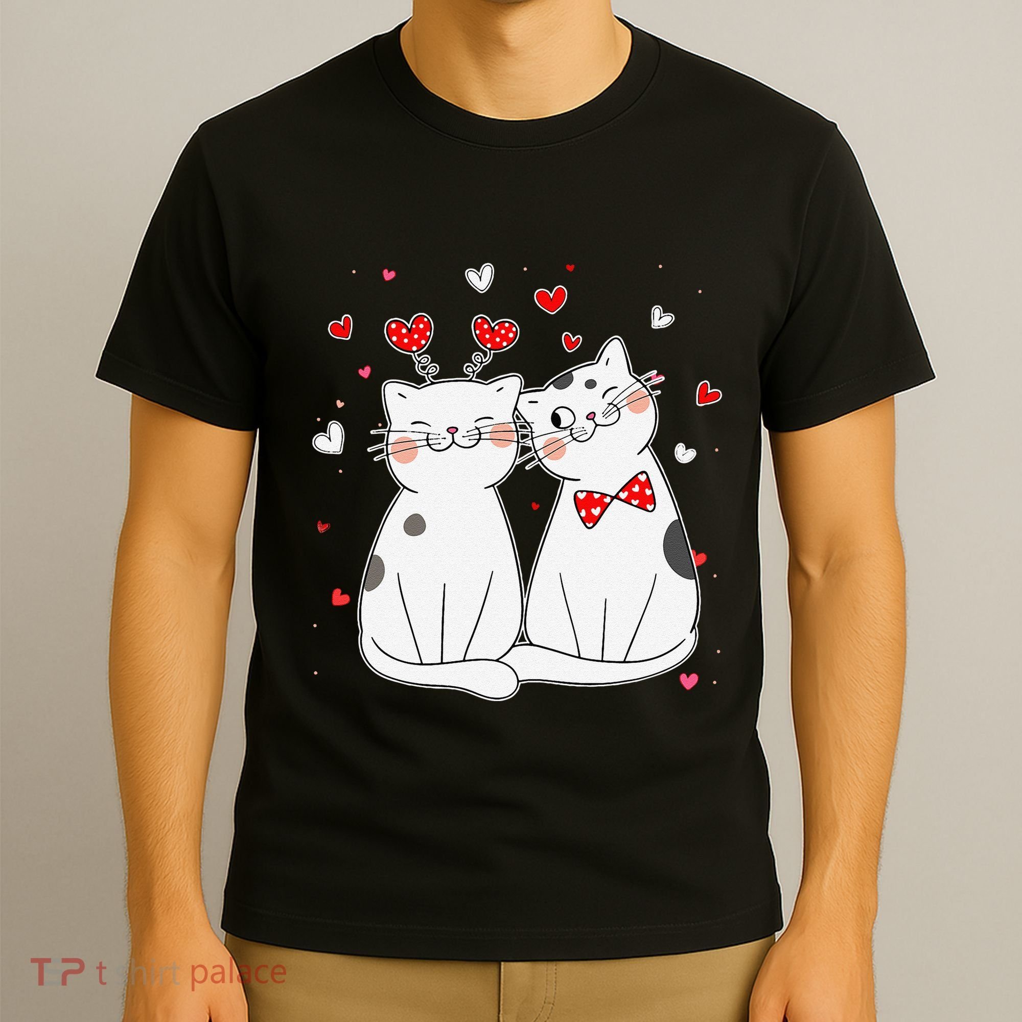 Cute Cats Kittens & Hearts Valentines Day Gift T-Shirt