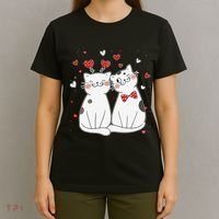 Cute Cats Kittens & Hearts Valentines Day Gift T-Shirt thumb 4