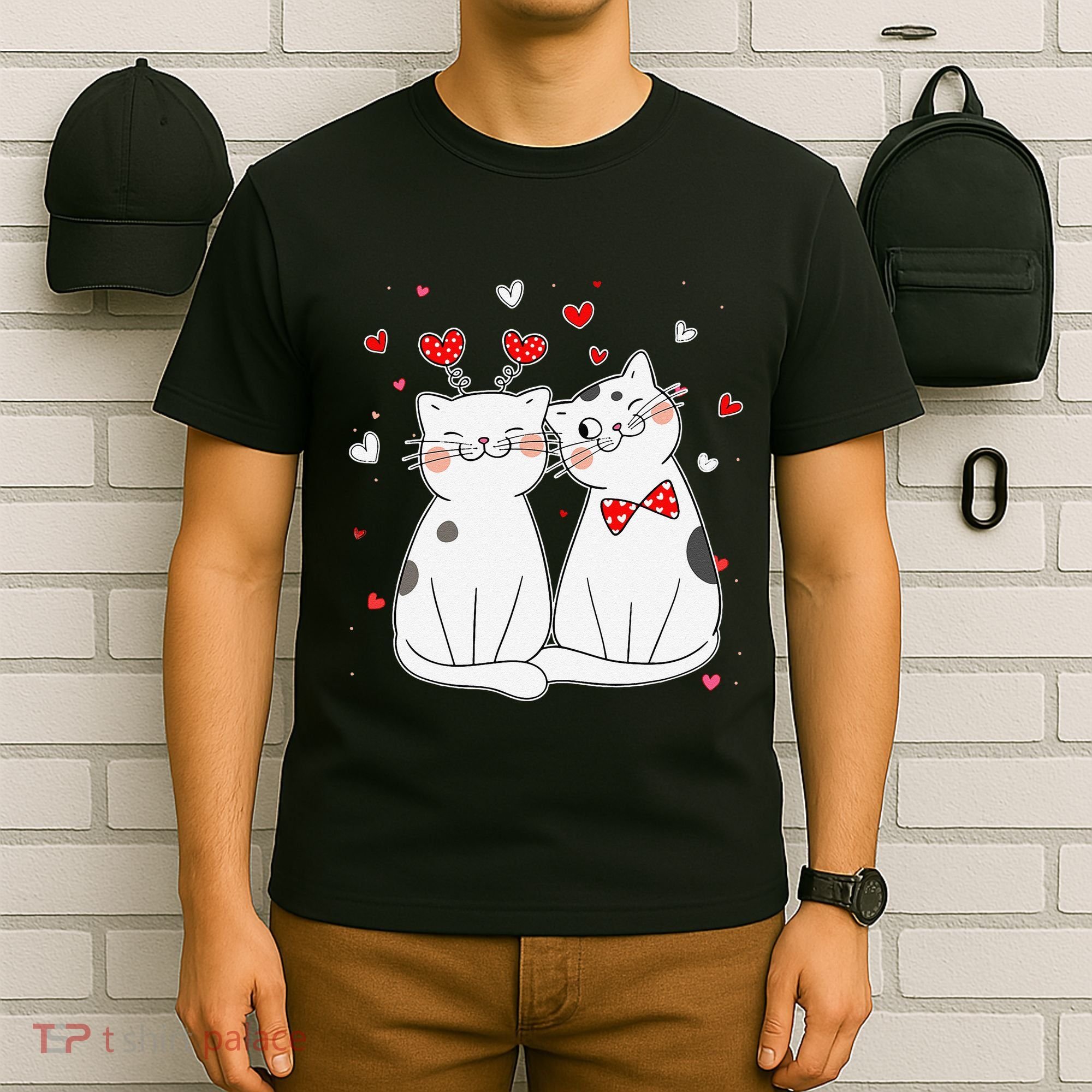 Cute Cats Kittens & Hearts Valentines Day Gift T-Shirt
