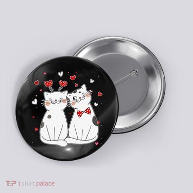 Cute Cats Kittens & Hearts Valentines Day Gift Button