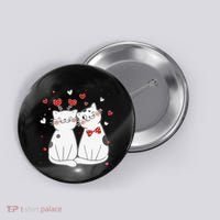 Cute Cats Kittens & Hearts Valentines Day Gift Button thumb 0