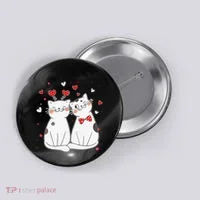 Cute Cats Kittens & Hearts Valentines Day Gift Button thumb 0