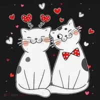 Cute Cats Kittens & Hearts Valentines Day Gift Button thumb 1