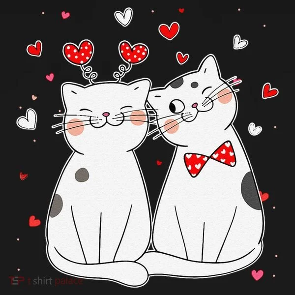 Cute Cats Kittens & Hearts Valentines Day Gift Button