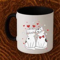 Cute Cats Kittens & Hearts Valentines Day Gift Coffee Mug thumb 2
