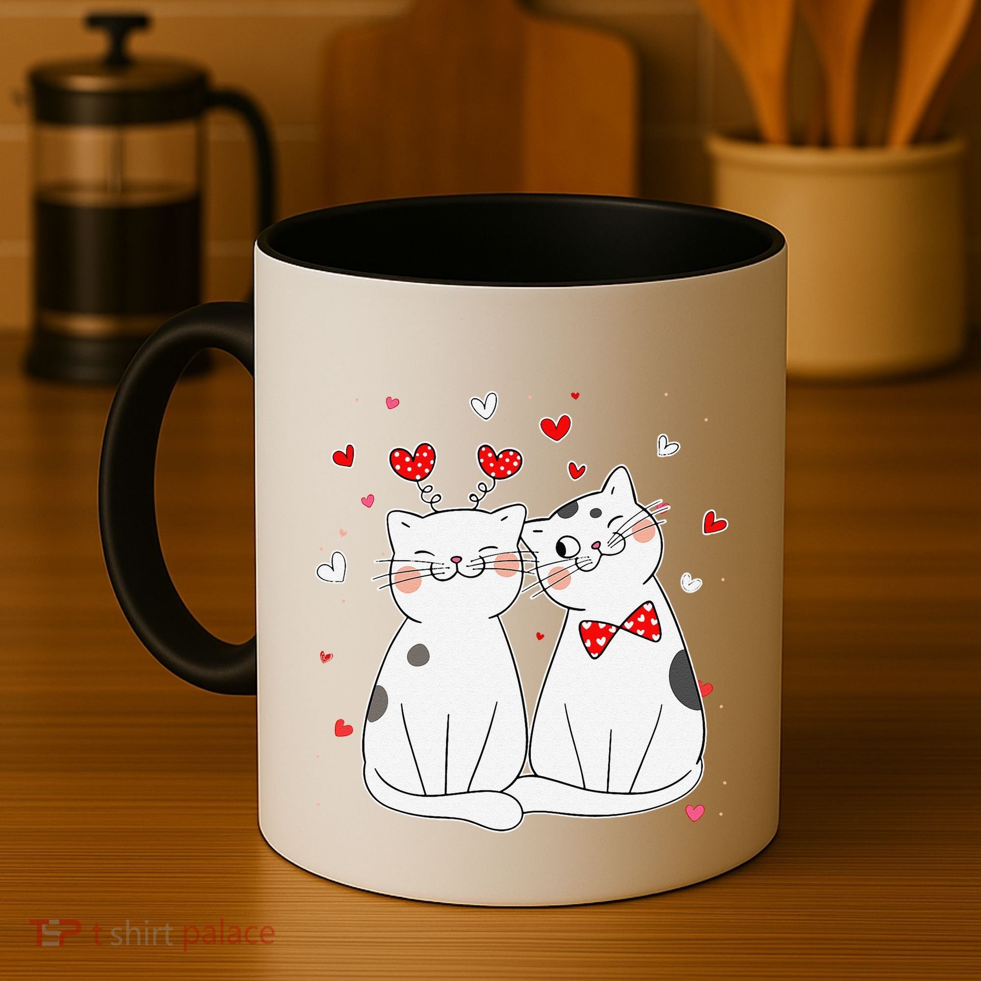 Cute Cats Kittens & Hearts Valentines Day Gift Coffee Mug