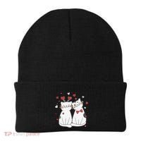 Cute Cats Kittens & Hearts Valentines Day Gift Beanie thumb 0