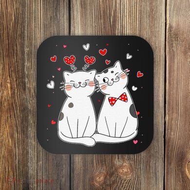 Cute Cats Kittens & Hearts Valentines Day Gift Coaster