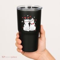 Cute Cats Kittens & Hearts Valentines Day Gift Tumbler thumb 2