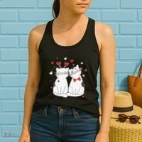 Cute Cats Kittens & Hearts Valentines Day Gift Women's Tank Top thumb 2