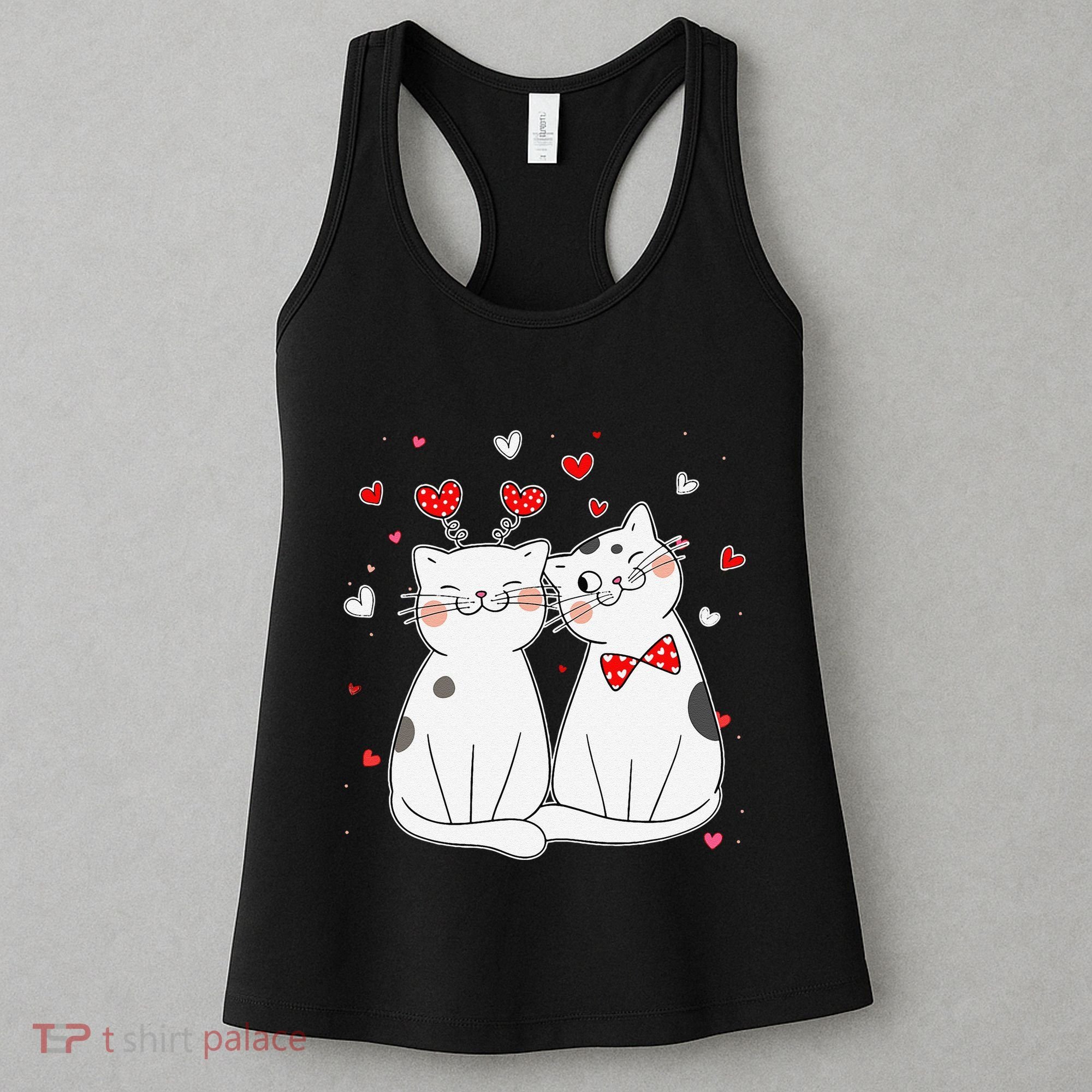 Cute Cats Kittens & Hearts Valentines Day Gift Women's Tank Top