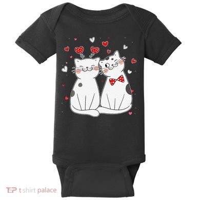 Cute Cats Kittens & Hearts Valentines Day Gift Baby Bodysuit