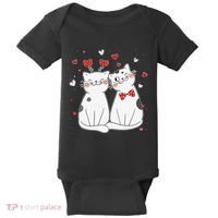 Cute Cats Kittens & Hearts Valentines Day Gift Baby Bodysuit thumb 0