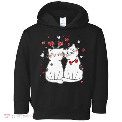 Cute Cats Kittens & Hearts Valentines Day Gift Toddler Hoodie