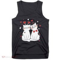 Cute Cats Kittens & Hearts Valentines Day Gift Tank Top thumb 0