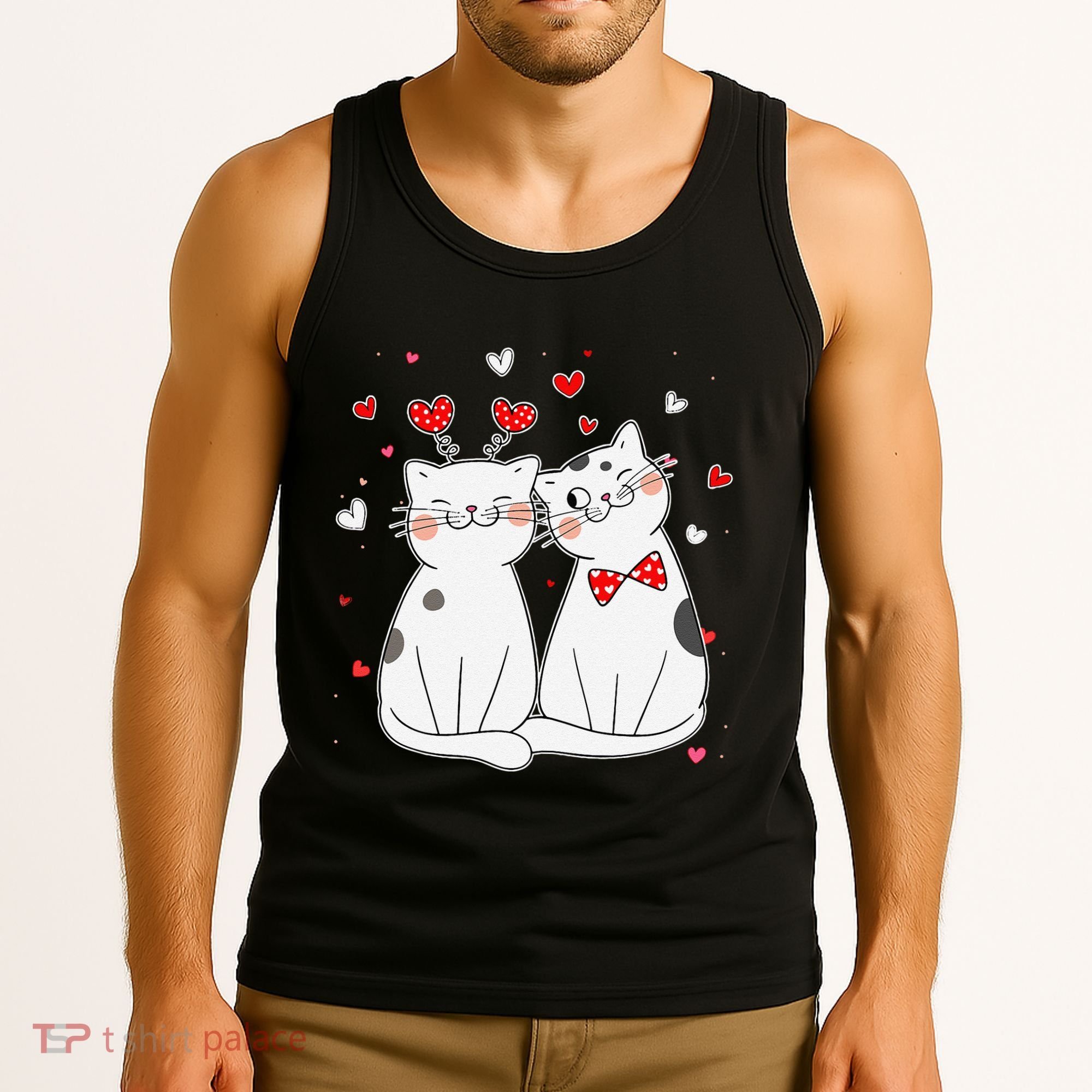 Cute Cats Kittens & Hearts Valentines Day Gift Tank Top