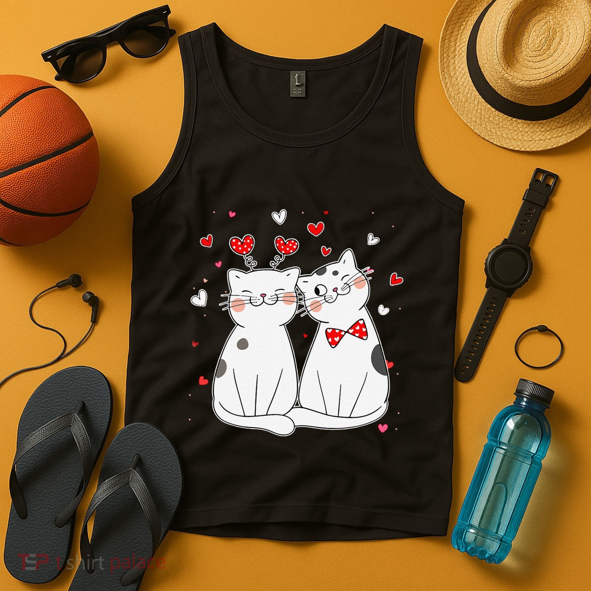 Cute Cats Kittens & Hearts Valentines Day Gift Tank Top