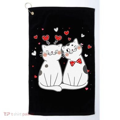 Cute Cats Kittens & Hearts Valentines Day Gift Golf Towel