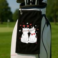 Cute Cats Kittens & Hearts Valentines Day Gift Golf Towel thumb 2