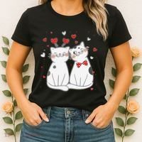Cute Cats Kittens & Hearts Valentines Day Gift Women's T-Shirt thumb 2