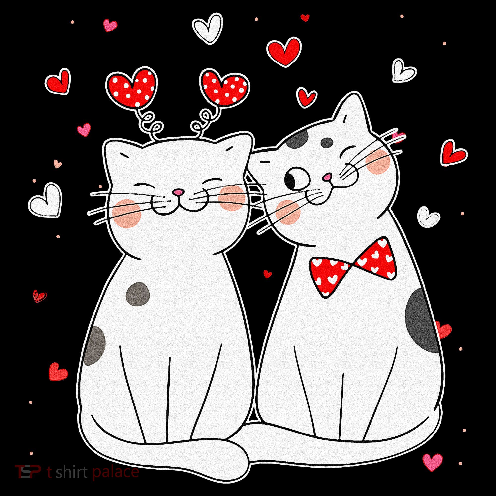 Cute Cats Kittens & Hearts Valentines Day Gift Women's T-Shirt