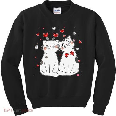 Cute Cats Kittens & Hearts Valentines Day Gift Kids Sweatshirt
