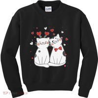 Cute Cats Kittens & Hearts Valentines Day Gift Kids Sweatshirt thumb 0