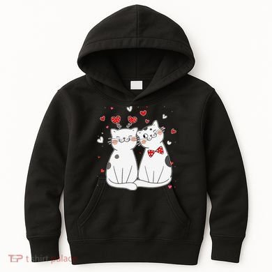 Cute Cats Kittens & Hearts Valentines Day Gift Kids Hoodie
