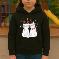 Cute Cats Kittens & Hearts Valentines Day Gift Kids Hoodie thumb 3