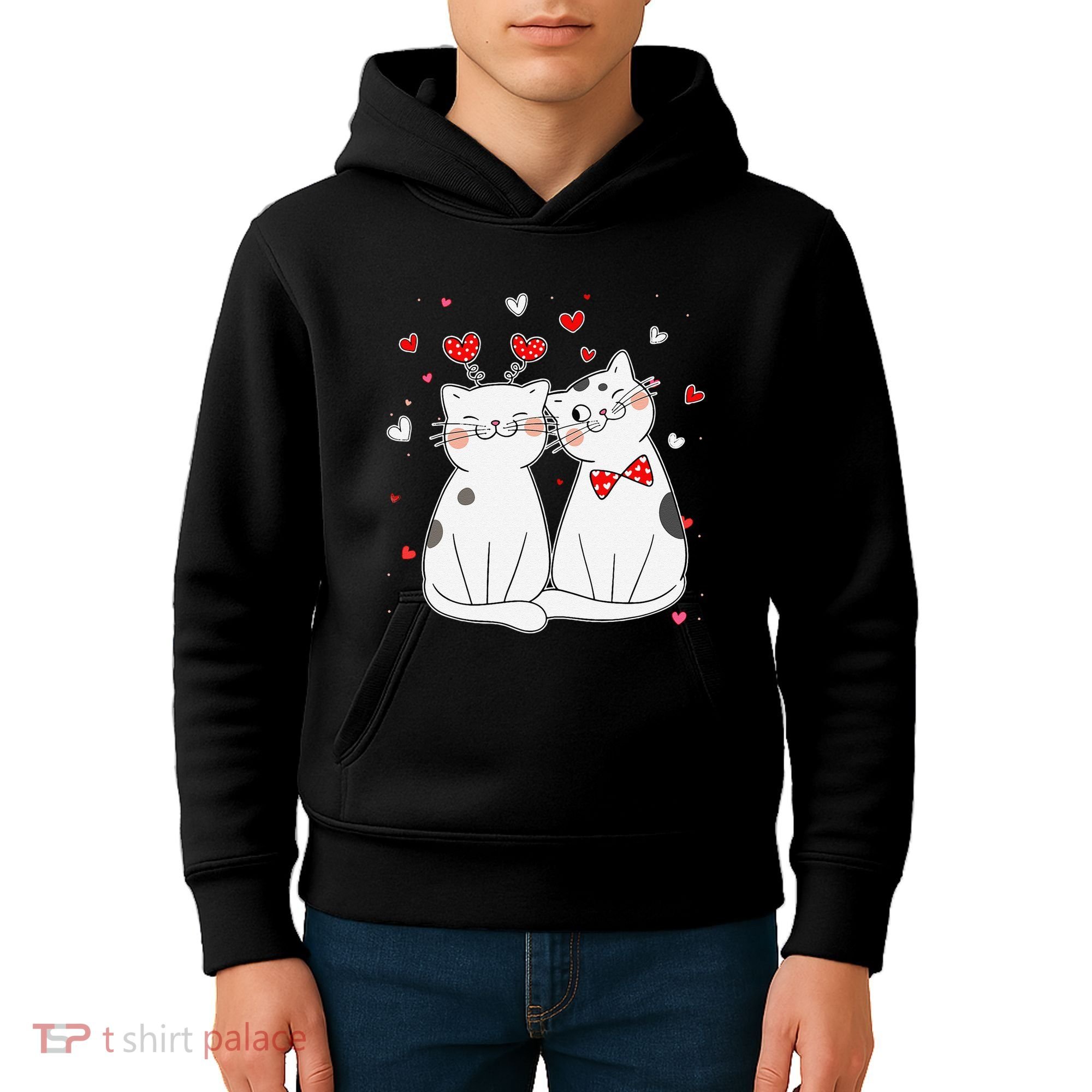 Cute Cats Kittens & Hearts Valentines Day Gift Kids Hoodie