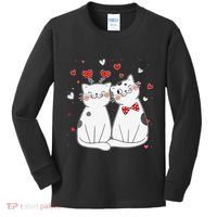 Cute Cats Kittens & Hearts Valentines Day Gift Kids Long Sleeve Shirt thumb 0