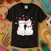 Cute Cats Kittens & Hearts Valentines Day Gift Kids T-Shirt thumb 3