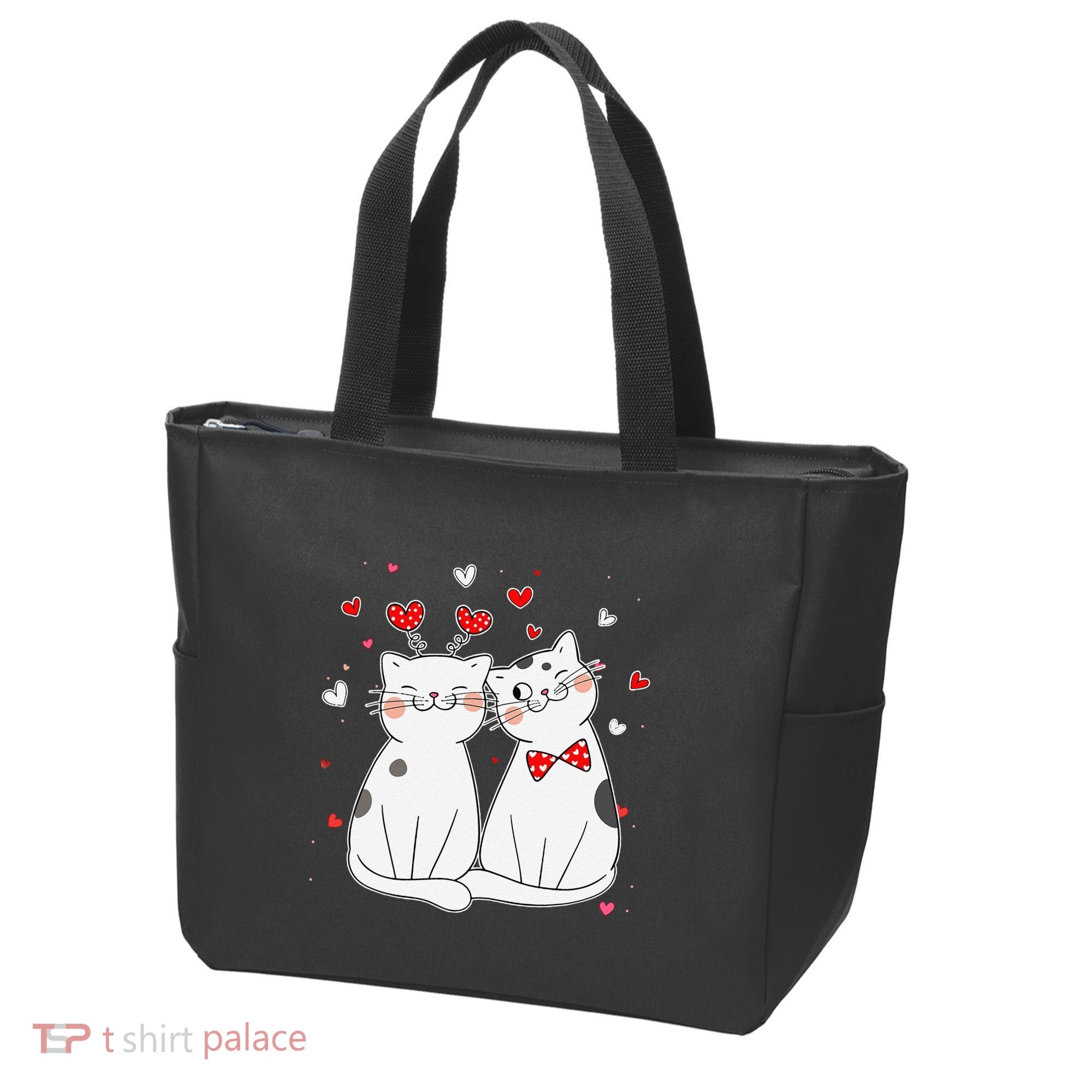 Cute Cats Kittens & Hearts Valentines Day Gift Tote Bag