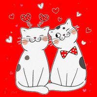 Cute Cats Kittens & Hearts Valentines Day Gift Santa Hat thumb 1