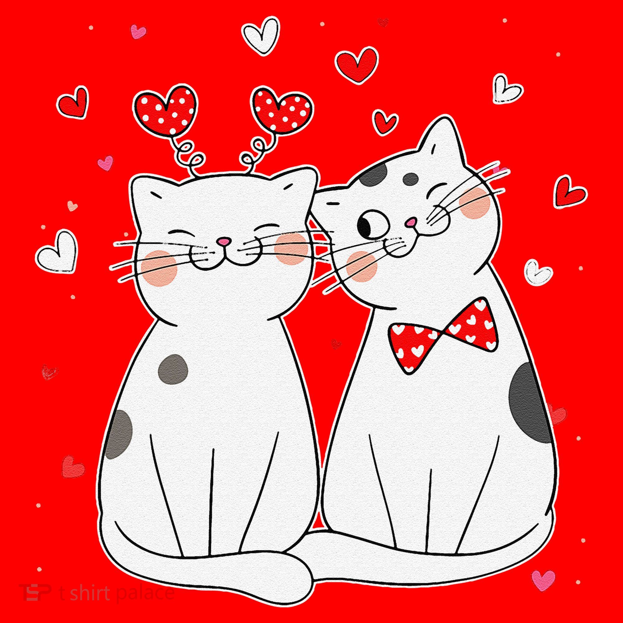 Cute Cats Kittens & Hearts Valentines Day Gift Santa Hat