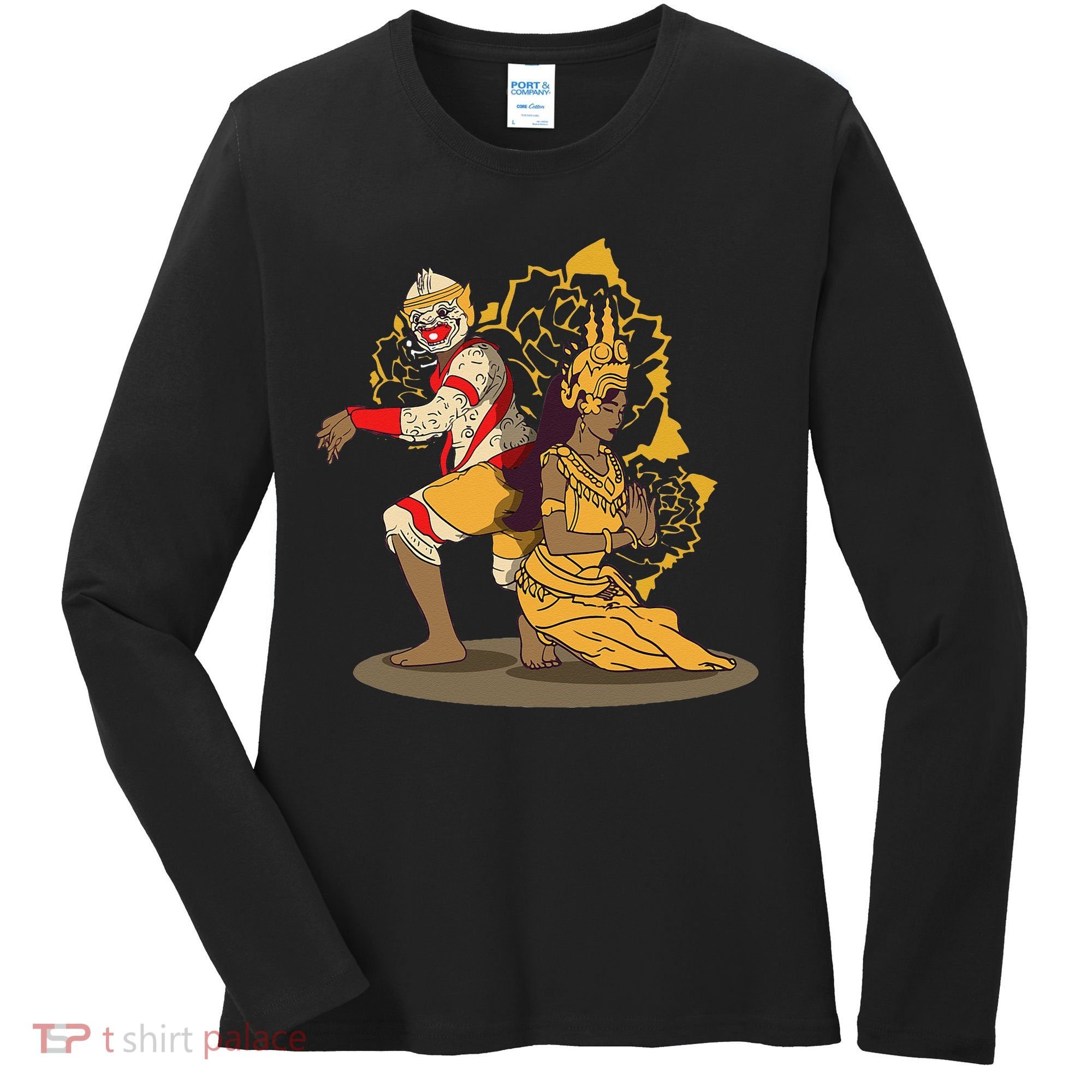 Cambodia Cambodian Khmer Traditional Dance Reamker Apsara Women's Long Sleeve Shirt