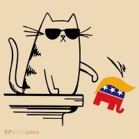 Cool Cat Knock Over Trump Elephant Hair 2024 Harris Walz Tote Bag thumb 4