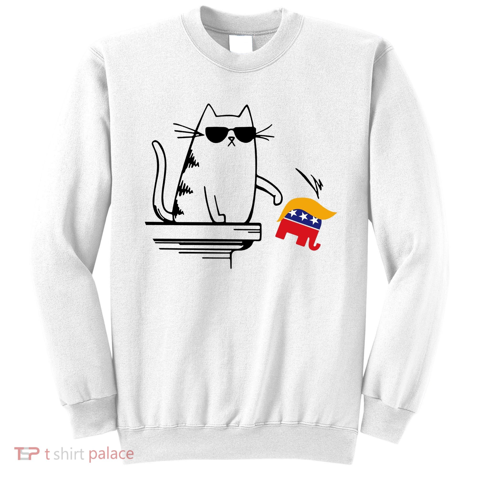 Cool Cat Knock Over Trump Elephant Hair 2024 Harris Walz Sweatshirt