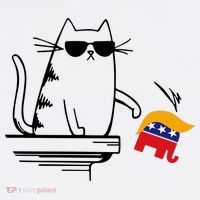 Cool Cat Knock Over Trump Elephant Hair 2024 Harris Walz T-Shirt thumb 7
