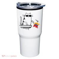 Cool Cat Knock Over Trump Elephant Hair 2024 Harris Walz Tumbler thumb 0